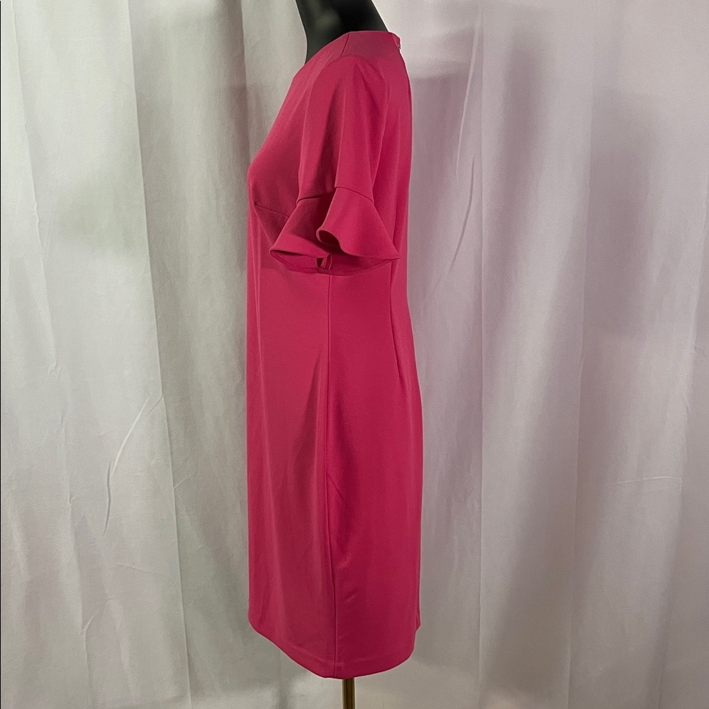 Calvin Klein Pink Flutter Sleeve Sheath Dress - Picture 2 of 16